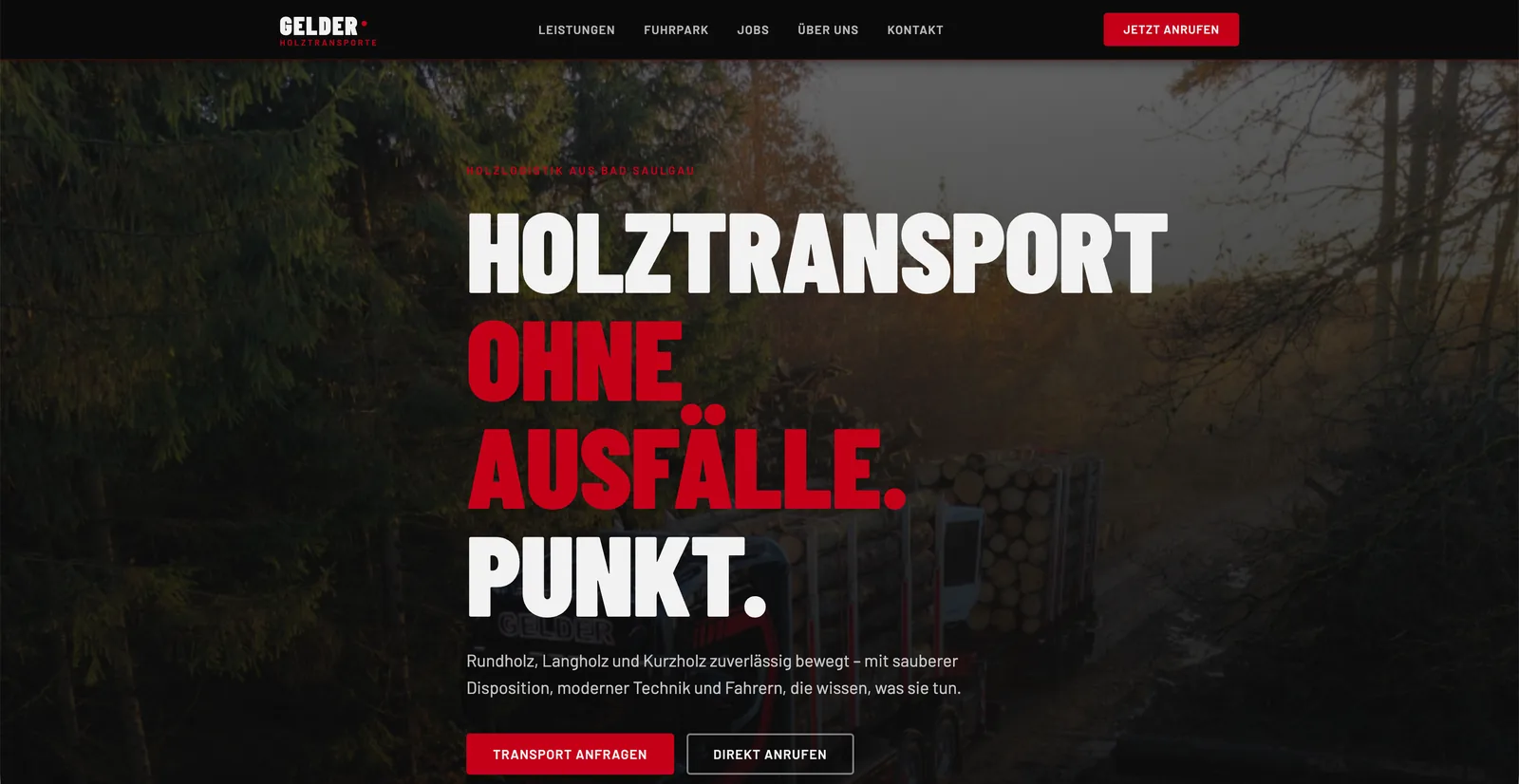 Webdesign-Projekt für Gelder Holztransporte